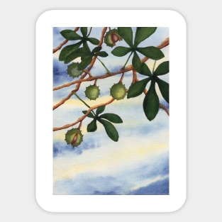 CHESTNUT TREE TREES CHESTNUTS LEAVES AUTUMN FALL Sticker